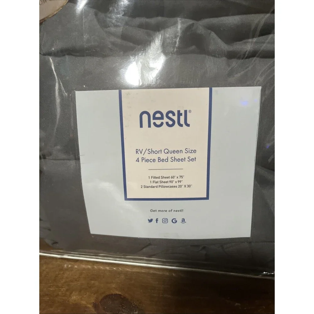 Nestl Microfiber RV Short Queen Size 6 Piece Bed Sheet Set -Dark Grey